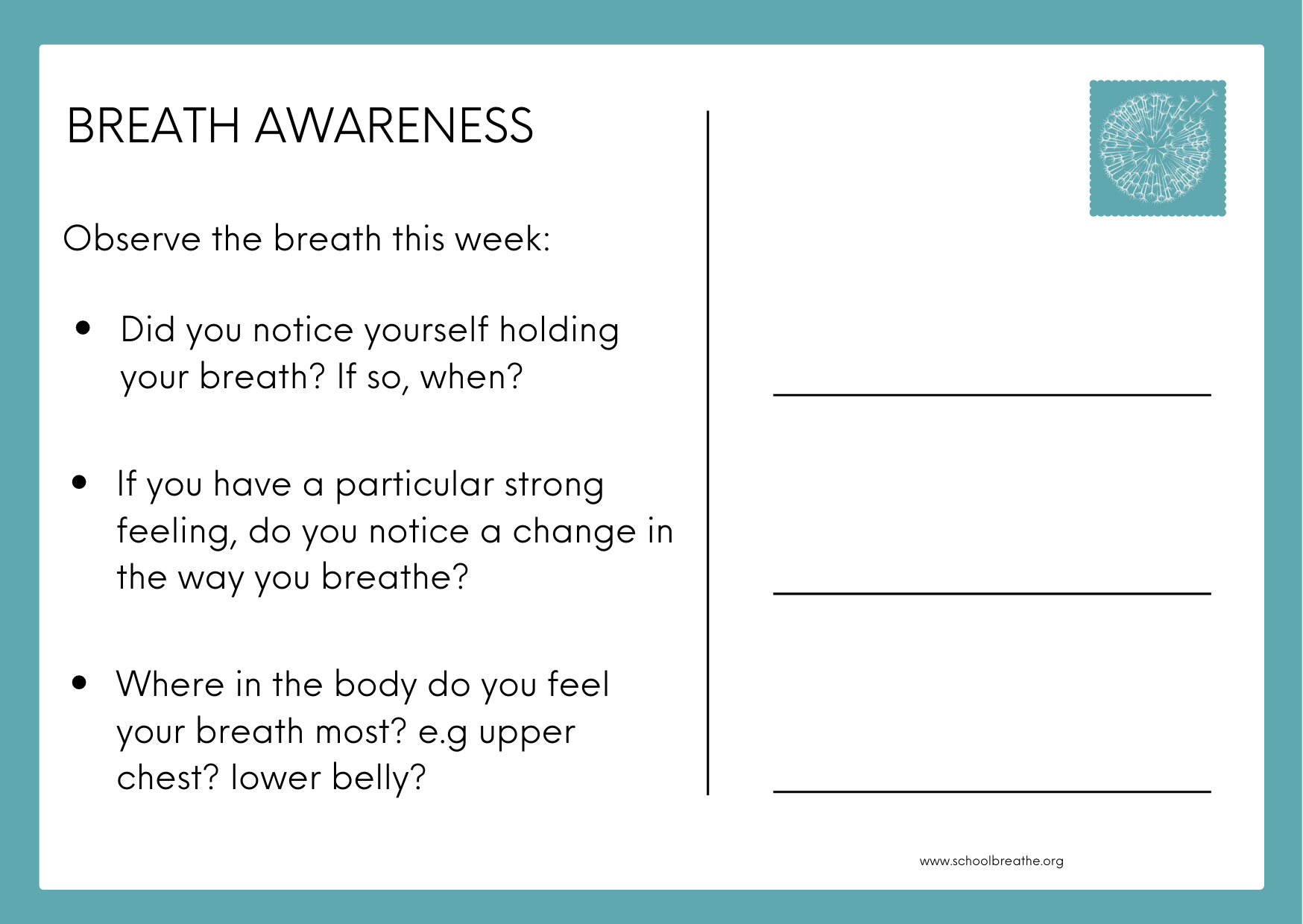 Post card Take Home Breath Awareness (1) | The Breathing Room